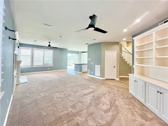Empty room, Interior, Kitchen, Recessed Lighting, Wood Texture Flooring