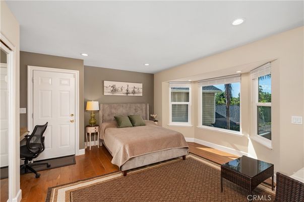 Bedroom, Home Office, Interior, Recessed Lighting, Wood Texture Flooring