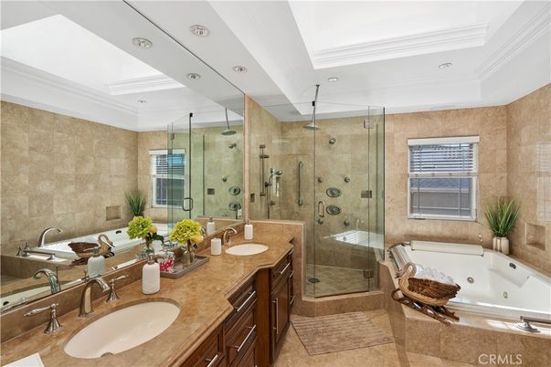 Bathroom, Dual Sink Vanities, Glass Shower, Interior, Recessed Lighting