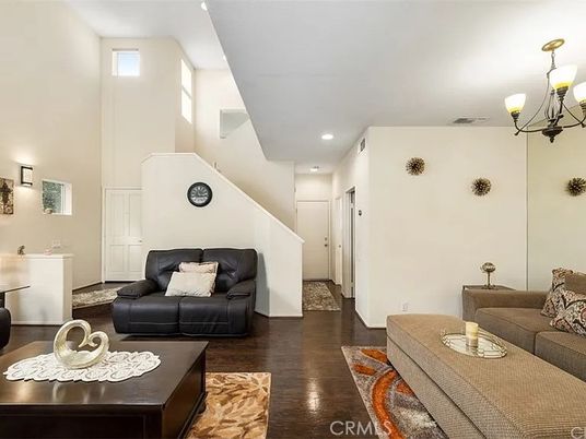 Chandelier, Interior, Living room, Recessed Lighting, Wood Texture Flooring