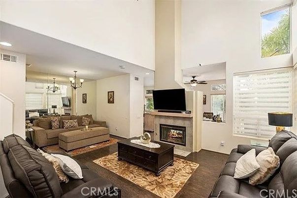 Chandelier, Dining room, Fireplace, Interior, Living room, Pendant Lights, Recessed Lighting