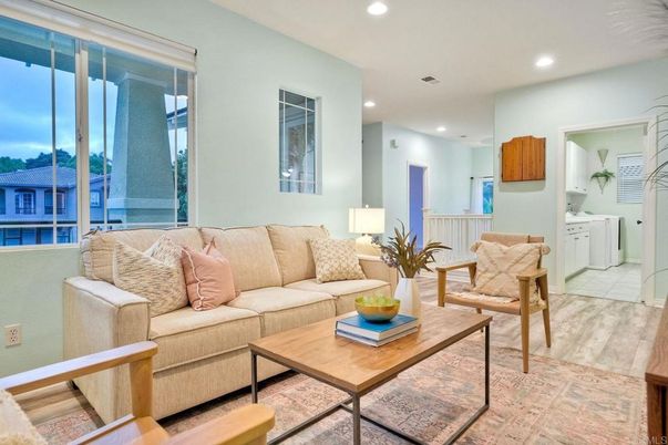 Interior, Living room, Recessed Lighting, Washer, Wood Texture Flooring