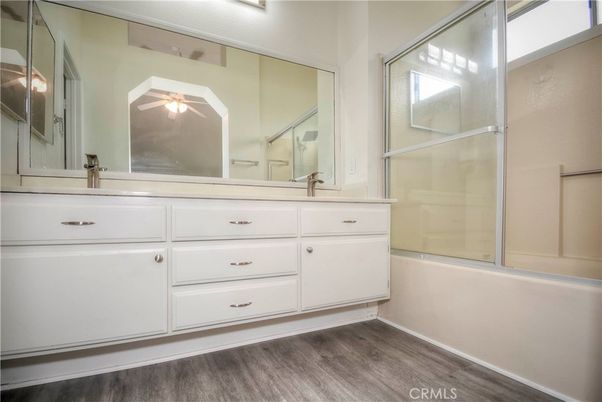 Bathroom, Glass Shower, Interior, Wood Texture Flooring