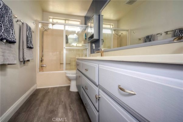 Bathroom, Glass Shower, Interior, Wood Texture Flooring