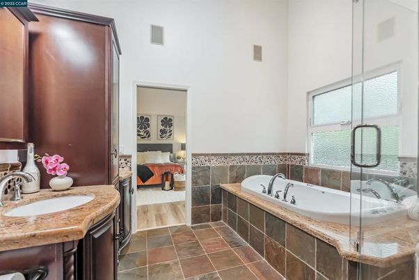 Bathroom, Bedroom, Glass Shower, Interior, Wood Texture Flooring