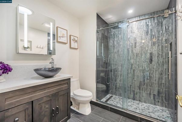 Bathroom, Glass Shower, Interior, Recessed Lighting