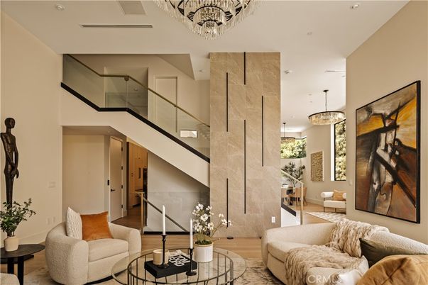 Interior, Living room, Pendant Lights, Recessed Lighting, Wood Texture Flooring