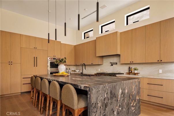 Interior, Kitchen, Pendant Lights, Wood Texture Flooring
