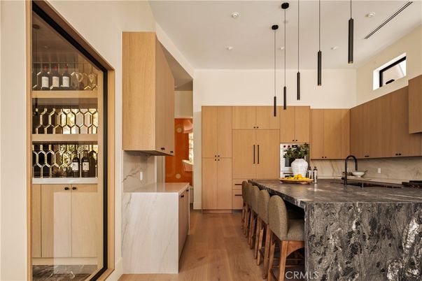 Interior, Kitchen, Pendant Lights, Wood Texture Flooring