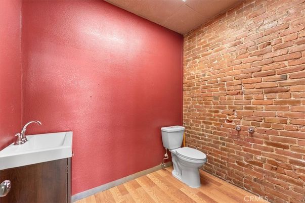 Bathroom, Interior, Recessed Lighting, Stone Walls, Wood Texture Flooring