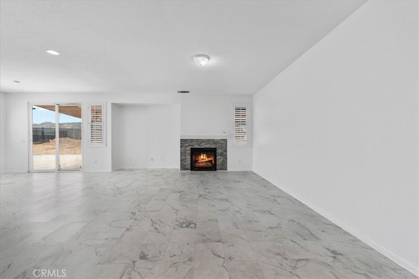 Empty room, Fireplace, Interior, Marble, Recessed Lighting