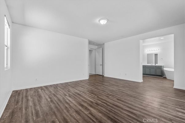 Bathroom, Empty room, Interior, Recessed Lighting, Wood Texture Flooring