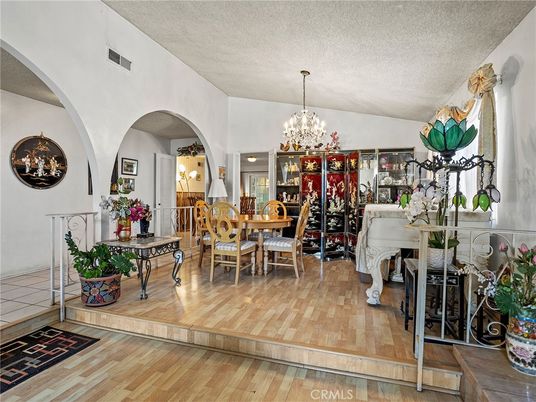 Chandelier, Dining room, Interior, Wood Texture Flooring