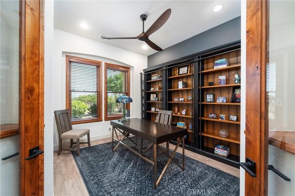 Home Office, Interior, Recessed Lighting, Wood Texture Flooring