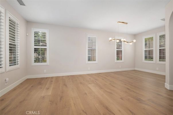 Empty room, Interior, Pendant Lights, Wood Texture Flooring