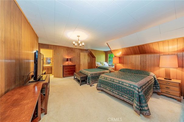 Bedroom, Chandelier, Interior, Wooden Walls