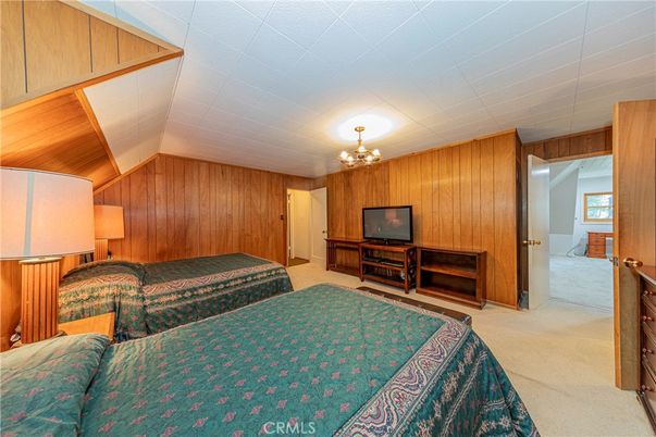 Bedroom, Chandelier, Interior, Wooden Walls