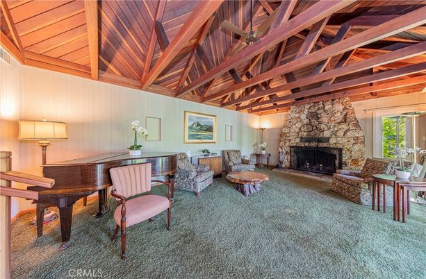 Fireplace, Interior, Living room, Piano, Stone Walls, Wooden Beams, Wooden Ceilings