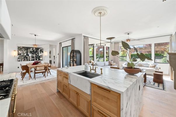 Dining room, Interior, Kitchen, Pendant Lights, Wood Texture Flooring