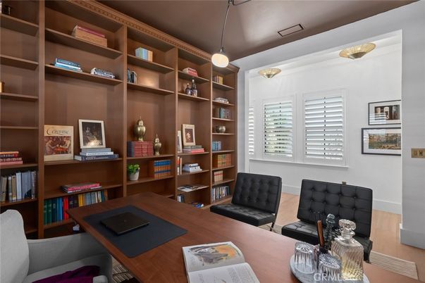 Home Office, Interior, Pendant Lights, Wood Texture Flooring
