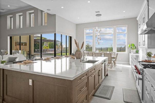Dining room, Interior, Kitchen, Pendant Lights, Recessed Lighting, Stainless Steel Appliances, Water