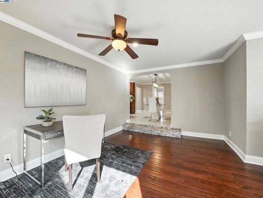 Chandelier, Home Office, Interior, Pendant Lights, Wood Texture Flooring