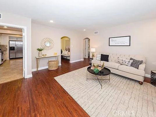 Interior, Kitchen, Living room, Recessed Lighting, Stainless Steel Appliances, Wood Texture Flooring