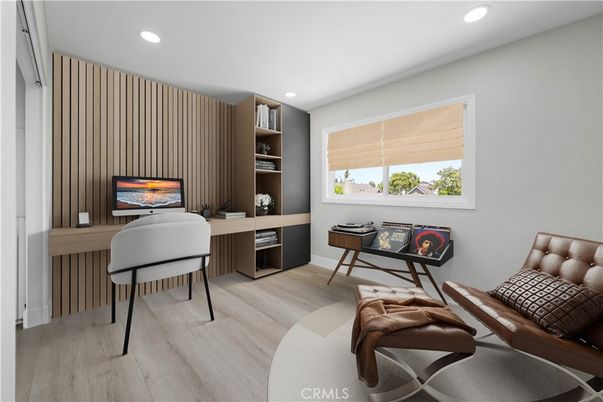 Home Office, Interior, Recessed Lighting, Wood Texture Flooring
