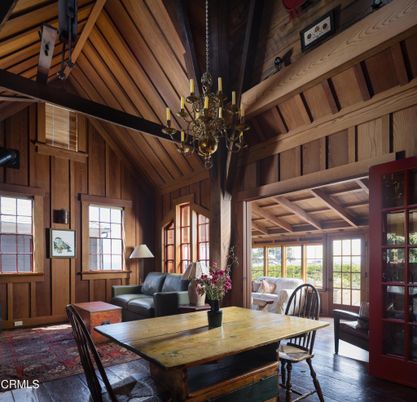 Chandelier, Dining room, Interior, Living room, Wooden Beams, Wooden Ceilings, Wood Texture Flooring, Wooden Walls