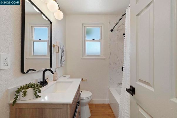 Bathroom, Interior, Marble Walls, Wood Texture Flooring