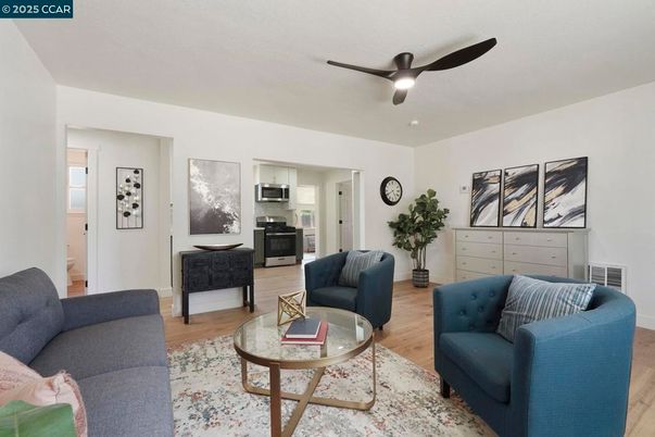 Interior, Kitchen, Living room, Stainless Steel Appliances, Wood Texture Flooring
