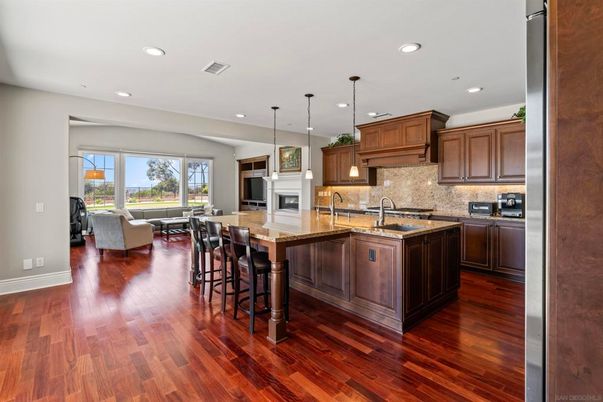 Interior, Kitchen, Living room, Pendant Lights, Recessed Lighting, Wood Texture Flooring