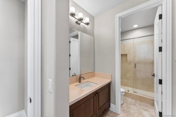 Bathroom, Glass Shower, Interior, Recessed Lighting