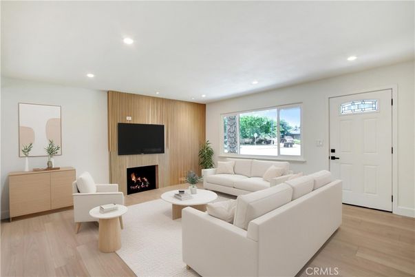 Fireplace, Interior, Living room, Recessed Lighting, Wood Texture Flooring, Wooden Walls