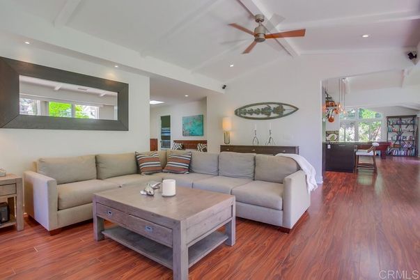 Dining room, Interior, Living room, Pendant Lights, Recessed Lighting, Wood Texture Flooring