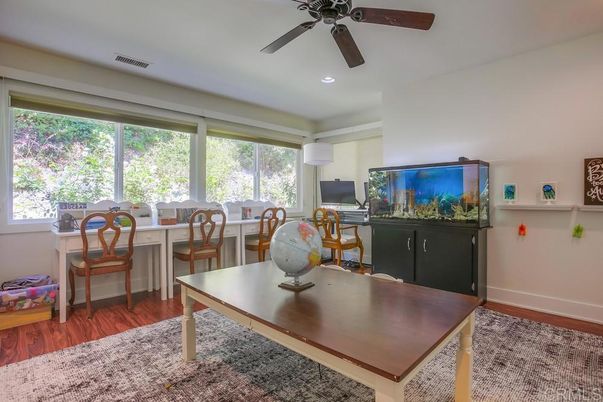 Home Office, Interior, Recessed Lighting, Wood Texture Flooring