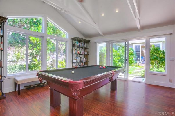 Billiard Table, Game Room, Interior, Recessed Lighting, Wood Texture Flooring