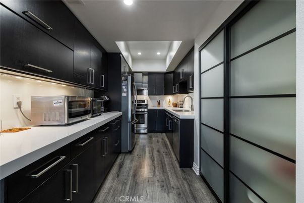 Interior, Kitchen, Recessed Lighting, Wood Texture Flooring