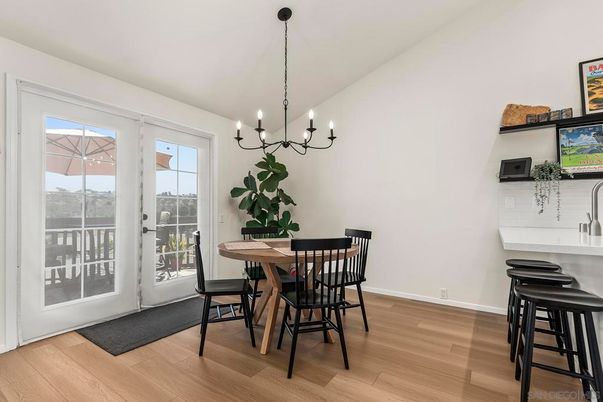 Chandelier, Dining room, Interior, Wood Texture Flooring