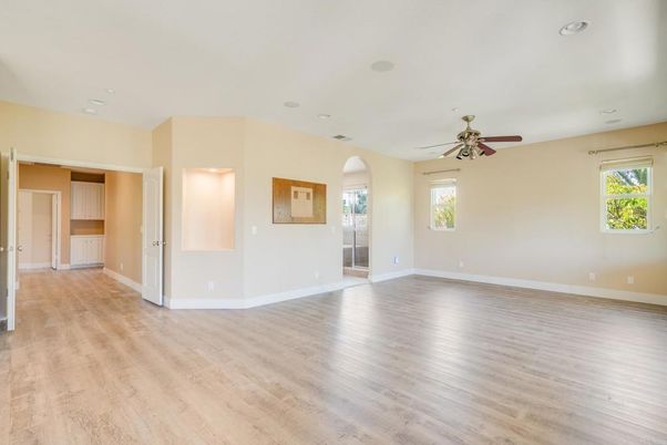Empty room, Interior, Recessed Lighting, Wood Texture Flooring