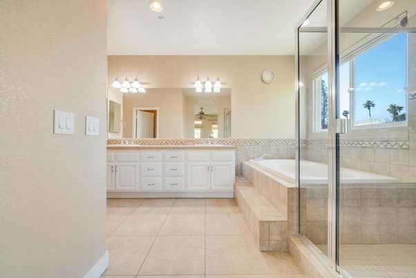 Bathroom, Dual Sink Vanities, Glass Shower, Interior, Recessed Lighting