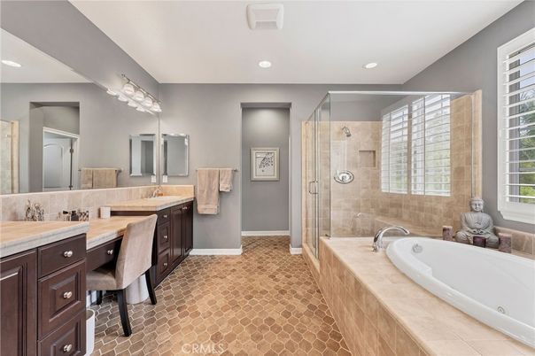 Bathroom, Dual Sink Vanities, Glass Shower, Interior, Recessed Lighting