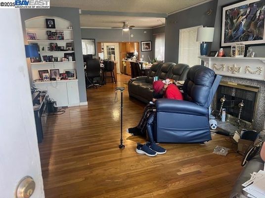 Dining room, Fireplace, Interior, Living room, Wood Texture Flooring