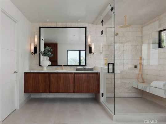 Bathroom, Glass Shower, Interior, Recessed Lighting