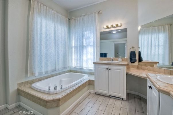 Bathroom, Interior, Tile Countertops, Wood Texture Flooring