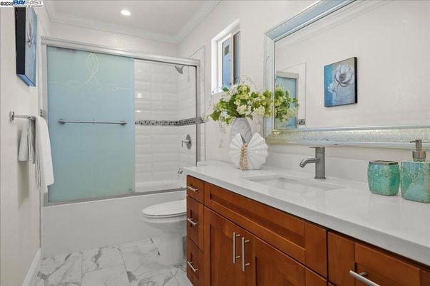 Bathroom, Glass Shower, Interior, Marble, Recessed Lighting