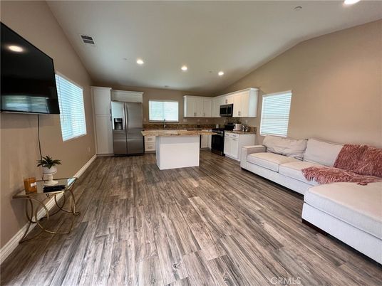 Interior, Kitchen, Living room, Recessed Lighting, Wood Texture Flooring