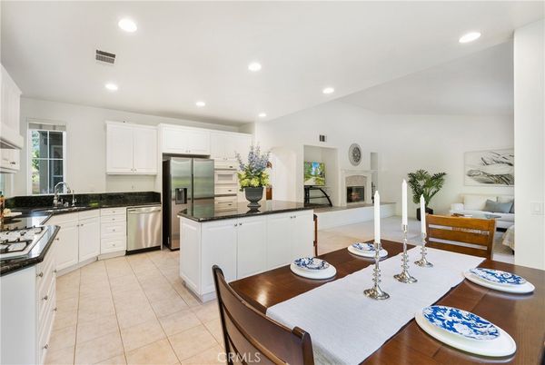 Dining room, Fireplace, Interior, Kitchen, Recessed Lighting, Stainless Steel Appliances