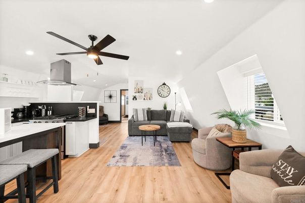 Interior, Kitchen, Living room, Recessed Lighting, Wood Texture Flooring