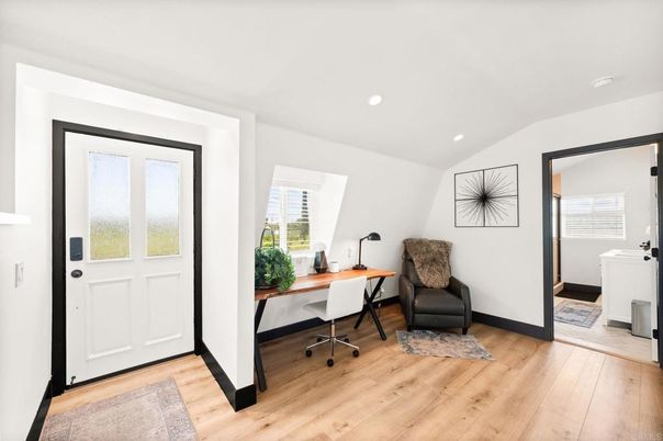 Home Office, Interior, Recessed Lighting, Wood Texture Flooring